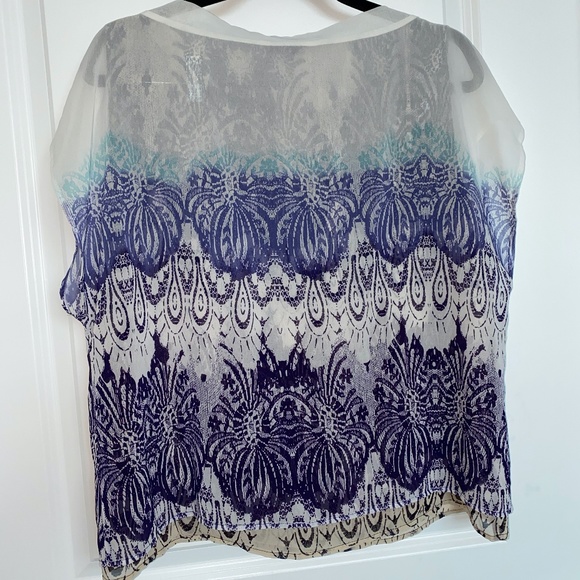 CAbi White Blue Purple Ombre Chiffon Blouse - Picture 4 of 9